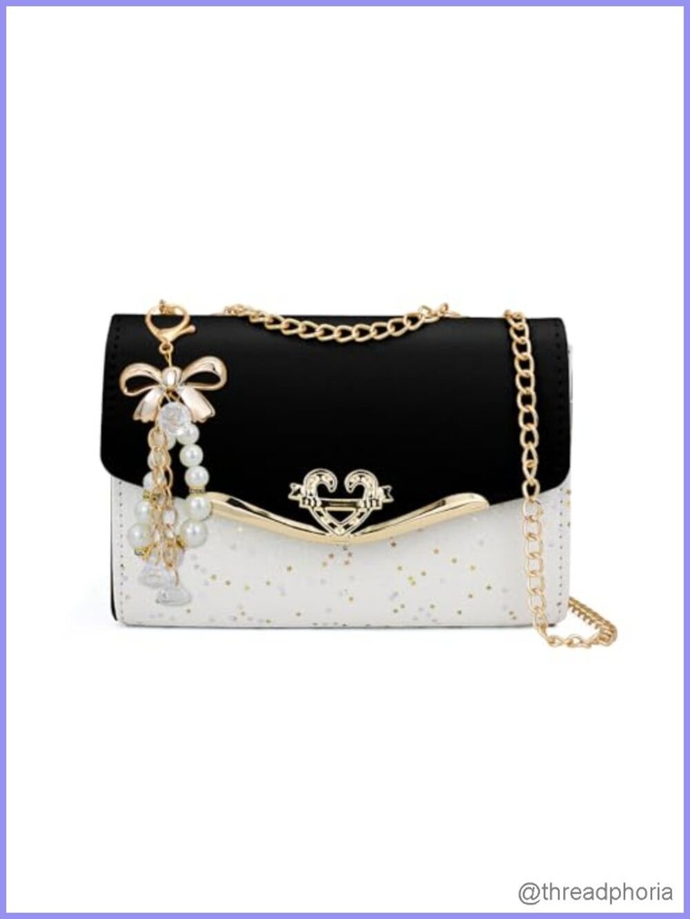 Women's Sequin PU Leather Crossbody Bag with Chain Strap Adjustable Shoulder